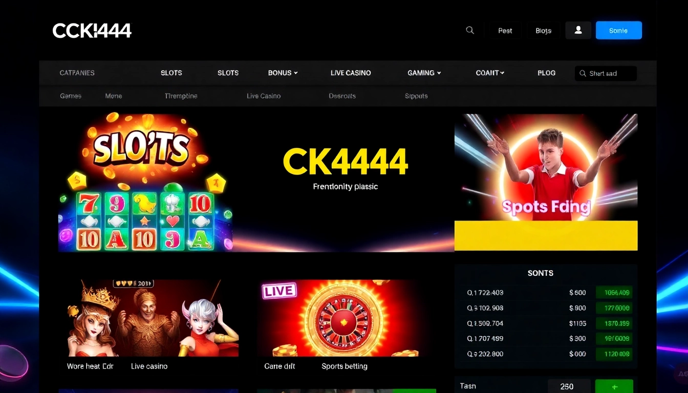 CK4444 online gaming platform showcasing slots and live casino action in Bangladesh, inviting players to enjoy premium entertainment.