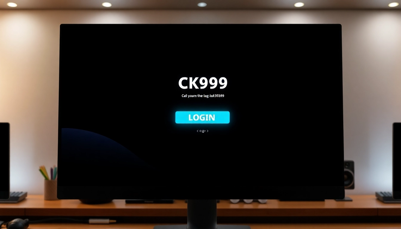 Easy and secure CK999 login process illustrated with a user entering credentials on a sleek digital interface, highlighting quick access and gaming features for users.