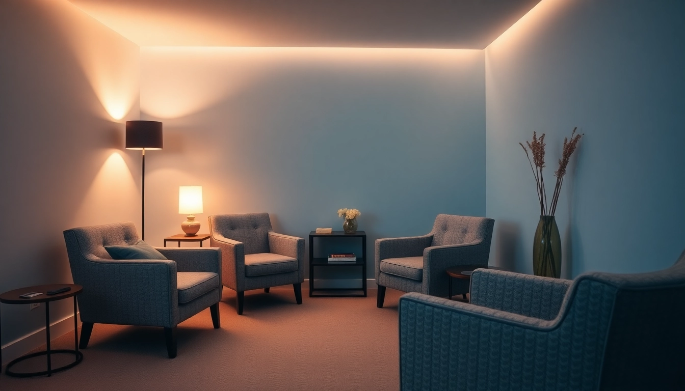 Psychoterapia Lublin – inviting therapy room with comfortable chairs and calming ambiance fostering trust and healing.