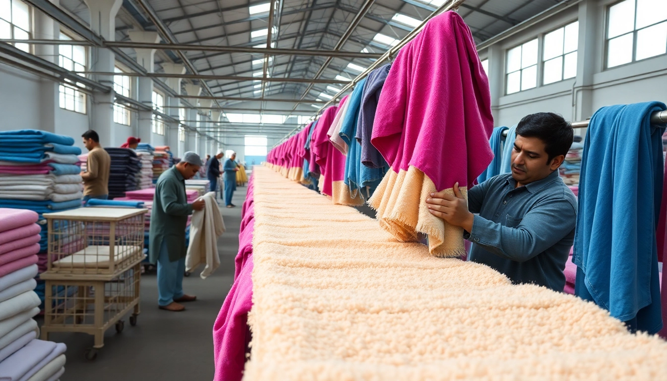 Pakistan towels manufacturer producing high-quality towels with advanced machinery and skilled workers for international markets.