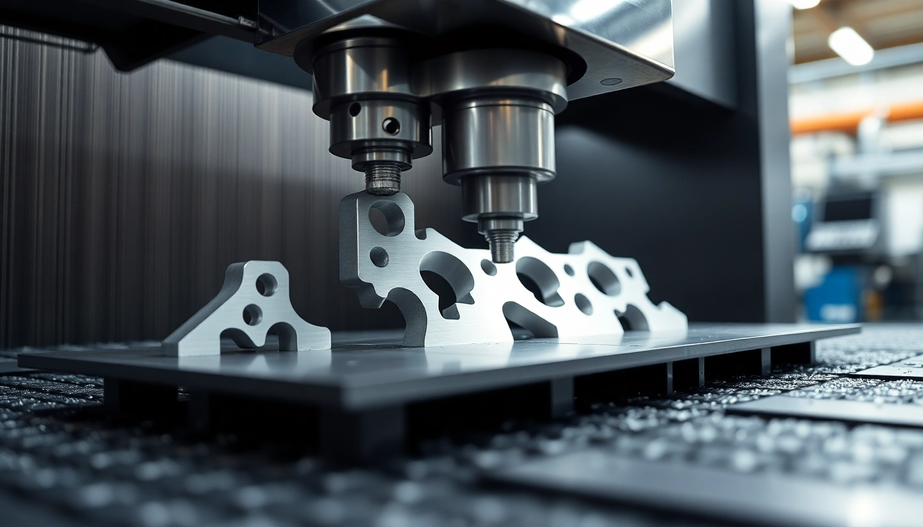 Professional team performing usugi frezowania CNC on aluminum parts in a high-tech workshop