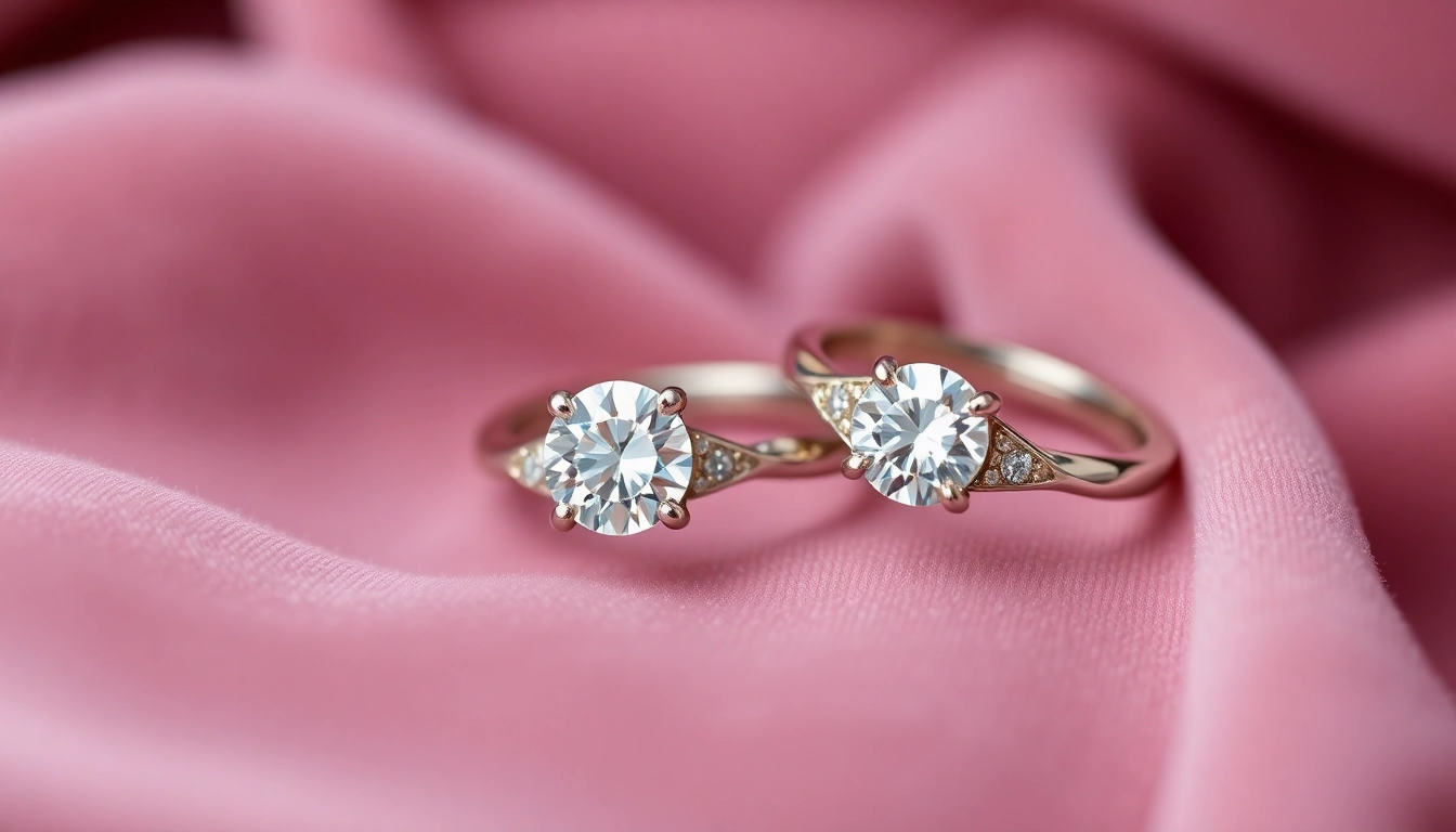 Showcase of beautiful klasikini suzadetuviu ziedai with diamonds, elegant design, focus on