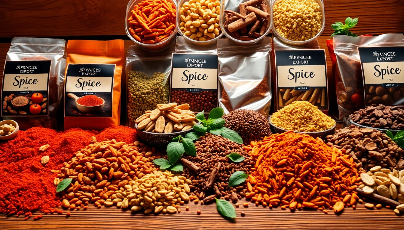 Exporters showcase colorful spice assortment with detailed textures for quality and authenticity