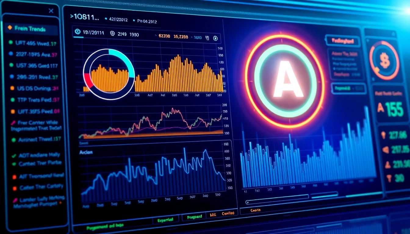 Aicoin digital platform featuring real-time market data and analytics with vibrant charts and